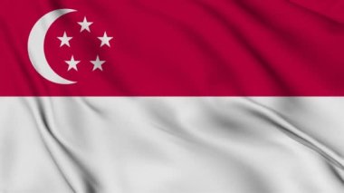 4K 'da Singapur bayrağı animasyonu. Bağımsızlık günün kutlu olsun, Singapur bayrağı sallanıyor. Vatanseverlik sembolü. Bayrak hareketi grafikleri. Bayrak hareket ediyor