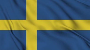 4K 'da İsveç bayrağı animasyonu. İsveç bayrağı dalgalanırken mutlu bağımsızlık günleri. Vatanseverlik sembolü. Bayrak hareketi grafikleri. Bayrak hareket ediyor