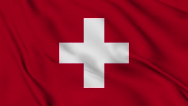 Schweiz Flaggenanimation Für Hintergrund Glücklicher Unabhängigkeitstag Schweiz Nationalflagge Schwenkend Patriotismus — Stockvideo