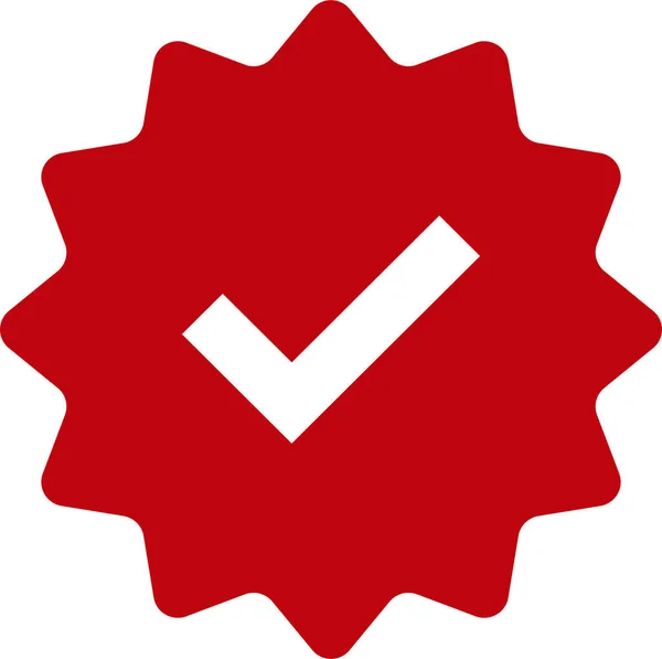 Cochez Coche Rouge Icône Badge Vérifié Panneau Profil Approuvé Cochez — Image vectorielle