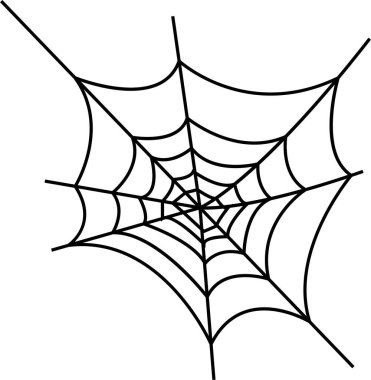 Şeffaf arkaplanda örümcek ağı. Örümcek ağı ağı. Örümcekli ürkütücü Cadılar Bayramı örümcek ağı. Taslak vektör çizimi. Korkunç, korkunç Cadılar Bayramı. El çizimi