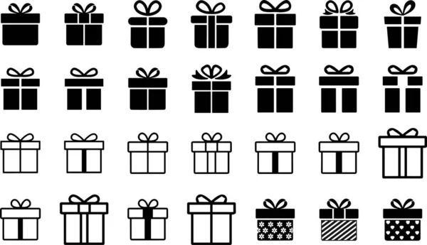 Geschenk Und Überraschungsboxen Icons Set Realistisches Vektorsymbol Für Geburtstags Oder lizenzfreie Stockillustrationen