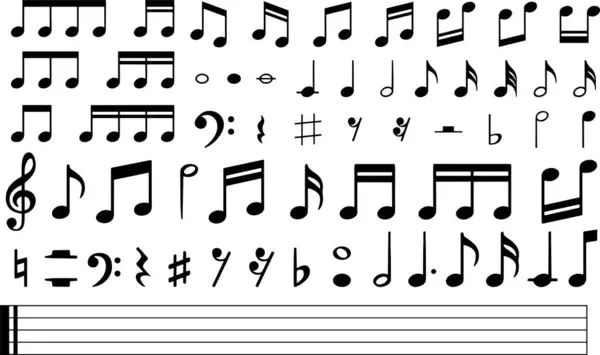 Notenzeichenset Notenzeichensymbol Vektorillustration Musiknoten Lieder Melodien Oder Flache Icons Für Vektorgrafiken