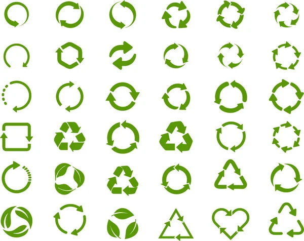 Recycle Symbol Symbolvektorsatz Recycling Und Rotation Oder Kreisförmige Pfeile Sammlung Stockvektor