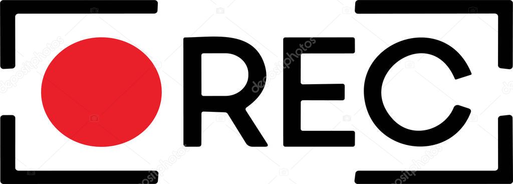 Recording sign icon. Red logo camera video recording symbol, rec icon