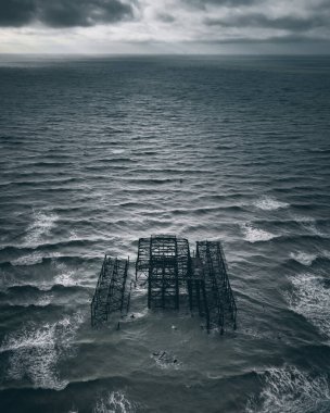 Brighton Beach UK 'in en üst manzarası.