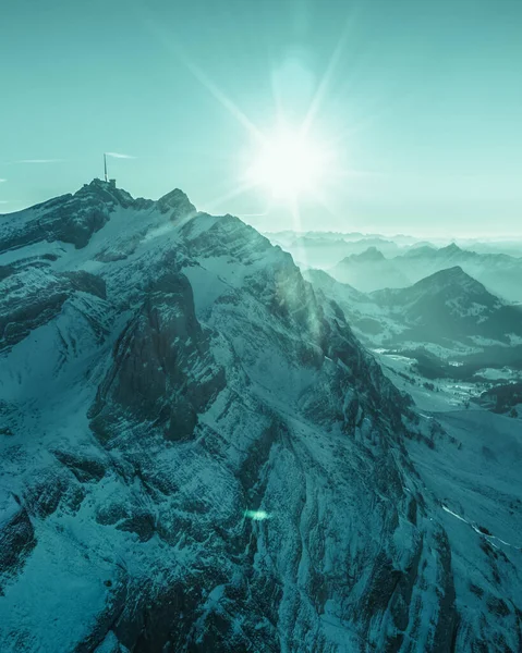 Top view of mountains in switzerland