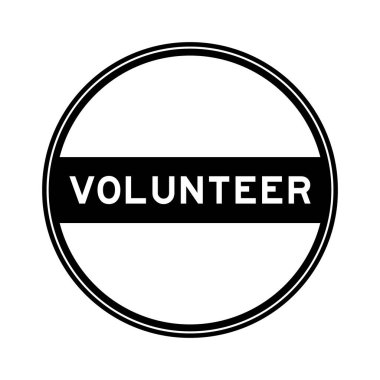 Beyaz arka planda siyah renkli mühür etiketi gönüllü.