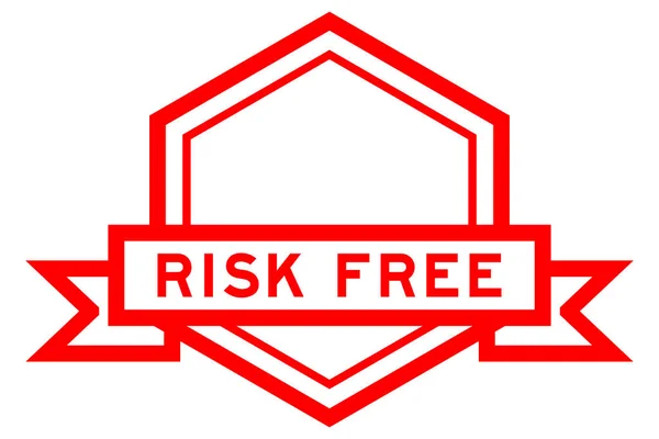 Vintage Röd Färg Hexagon Etikett Banner Med Ordet Risk Fri — Stock vektor