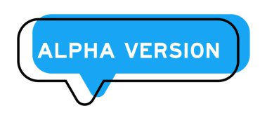 Konuşma pankartı ve mavi tonda beyaz arkaplanda alfa sürümü