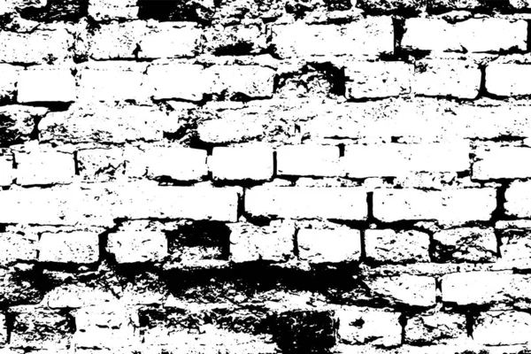 Grunge Černá Textura Jako Cihlová Stěna Prasklinou Tvaru Bílém Pozadí — Stockový vektor
