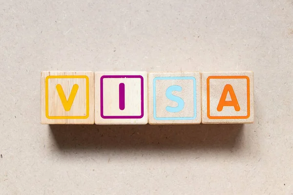 Color Letter Block Word Visa Wood Background — Stock Photo, Image