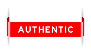 Beyaz arkaplanda kelime otantik olan kırmızı etiketli pankart eklendi