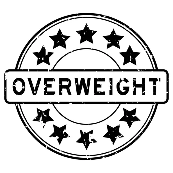 Grunge Black Overweight Word Star Icon Rubber Seal Stamp White — Stock Vector