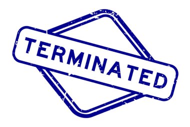 Grunge mavisi beyaz arka planda lastik mühür sözcüğünü sonlandırdı