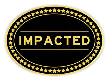 Altın ve siyah renkli oval etiket. Beyaz arka planda kelime etkisi var.