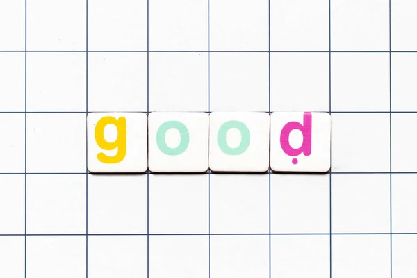 Bunte Fliese Buchstabe Wort Gut Auf Weißem Gitter Hintergrund — Stockfoto