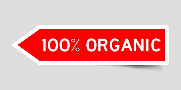 Étiquette Autocollante Forme Flèche Couleur Rouge Avec Mot 100 Biologique — Image vectorielle
