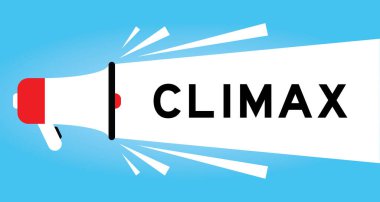 Mavi arkaplanda beyaz pankartta kelime doruk noktasıyla renk megafonu simgesi