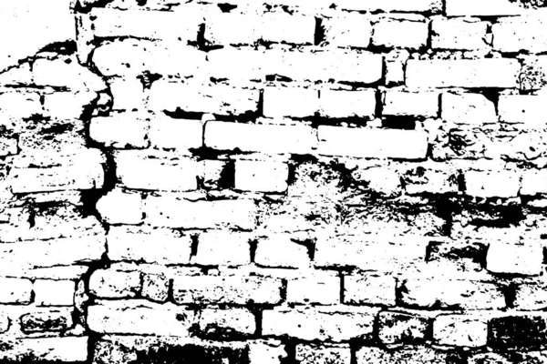 将黑色纹理磨碎成具有白色背景上裂纹线形状的砖墙 用于装饰 老化或老旧层 — 图库矢量图片