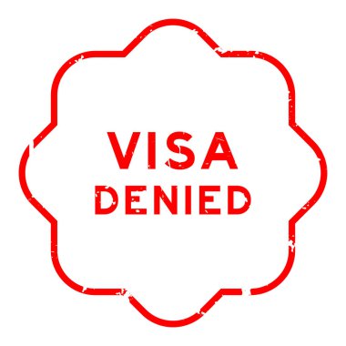 Grunge kırmızı vize beyaz arka planda kelime kauçuk mühür damgası reddedildi