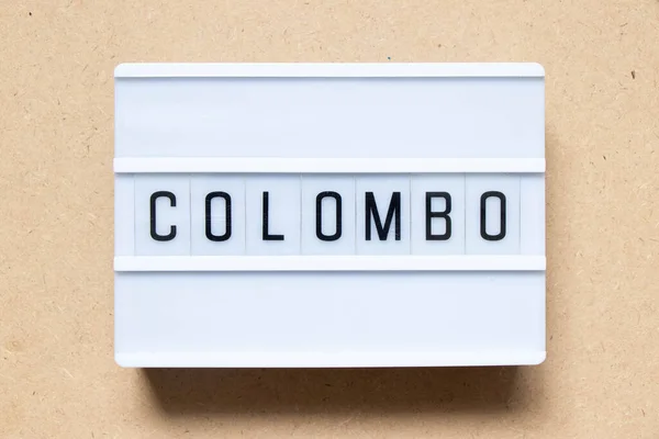 Lightbox Słowem Colombo Tle Drewna — Zdjęcie stockowe
