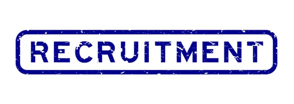 Grunge Blue Recruitment Word Square Rubber Seal Stamp White Background — Vetor de Stock