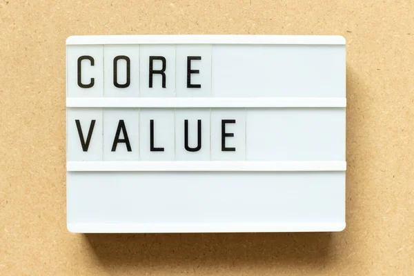 Lightbox Word Core Value Wood Background — Stockfoto