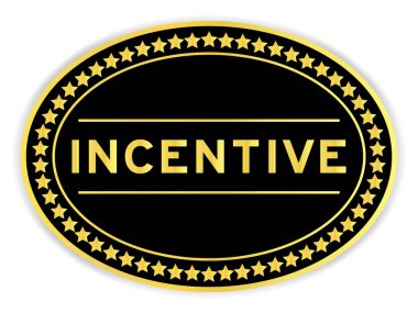 Altın ve siyah renkli oval etiket etiketi beyaz arka planda teşvikli