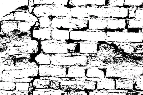 Grunge Czarna Tekstura Jako Mur Cegły Kształt Linii Pęknięcia Białym — Wektor stockowy