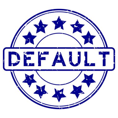 Beyaz arkaplanda yıldız simgesi yuvarlak lastik mühür damgalı Grunge mavi öntanımlı sözcük