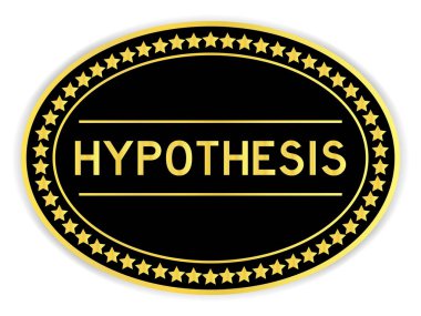 Beyaz arkaplan üzerine hipotez içeren altın ve siyah oval etiket