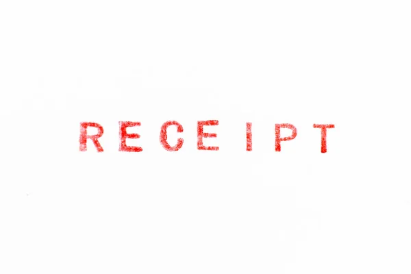 Rote Farbe Tinte Gummistempel Wortempfang Auf Weißem Papier Hintergrund — Stockfoto