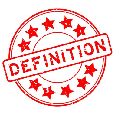 Beyaz arkaplanda yıldız simgesi yuvarlak lastik mühür damgalı Grunge kırmızı tanımı kelime