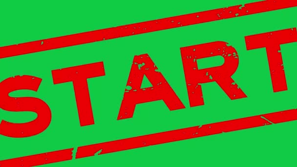 Grunge Piros Start Szó Négyzet Gumi Pecsét Zoom Zöld Háttér — Stock videók