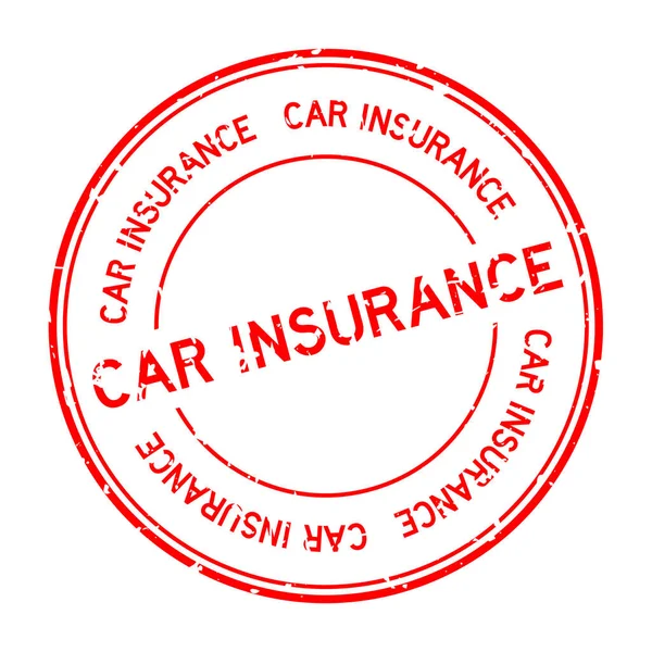 红色轿车保险字圆形橡皮图章白色背景 — 图库矢量图片