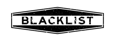 Grunge kara liste kelime altıgen lastik mühür beyaz arka planda