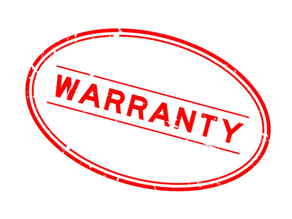 Grunge red warranty word oval rubber seal stamp on white background