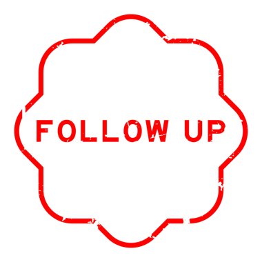 Grunge kırmızısı beyaz arka planda lastik mühür sözcüğünü takip et