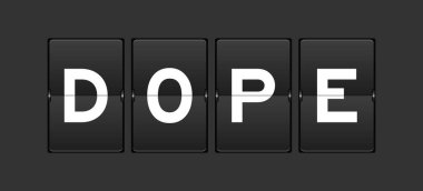 Siyah renk analog ters çevirme tahtası ve gri arkaplanda uyuşturucu kelimesi