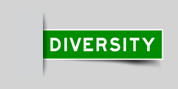 Etiqueta Cor Verde Inserida Adesivo Com Diversidade Palavras Fundo Cinza —  Vetores de Stock