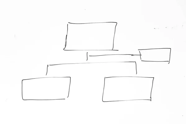 白板背景上带有复制空间的组织结构图的黑色手绘 — 图库照片