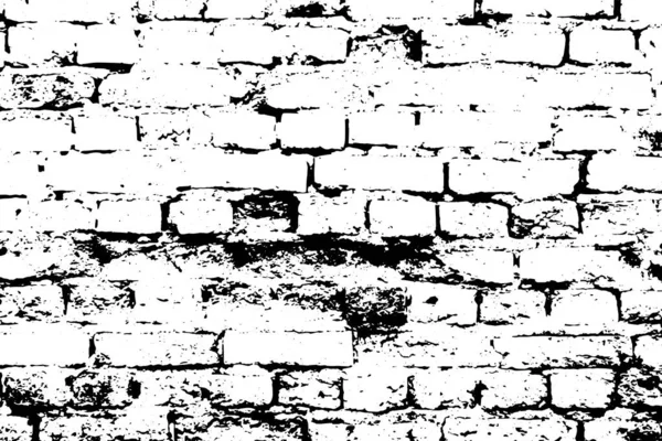 Grunge Černá Textura Jako Cihlová Stěna Prasklinou Tvaru Bílém Pozadí — Stockový vektor