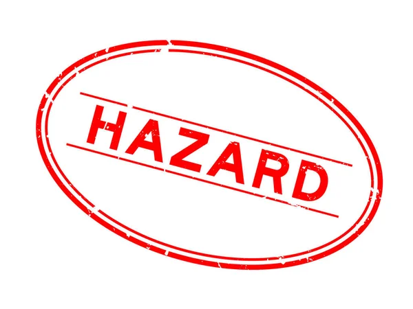 Grunge Red Hazard Wort Ovale Gummidichtung Stempel Auf Weißem Hintergrund — Stockvektor