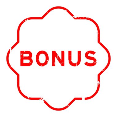 Grunge kırmızı bonus kelime beyaz arka planda lastik mühür