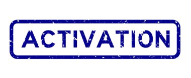 Grunge mavi aktifleştirme kelime kare kauçuk mühür beyaz arka groun üzerinde