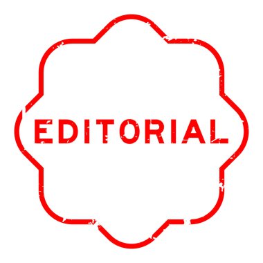 Grunge kırmızı yazı işleri sözcüğü beyaz arka planda lastik mühür