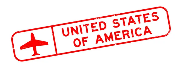 Grunge Červená Spojené Státy Americké Slovo Ikonou Rovina Čtvercová Guma — Stockový vektor