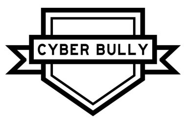 Vintage black color pentagon label banner with word cyber bully on white background clipart