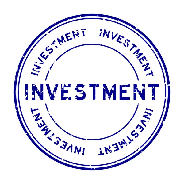 Grunge Mot Investissement Bleu Rond Tampon Joint Caoutchouc Sur Fond — Image vectorielle